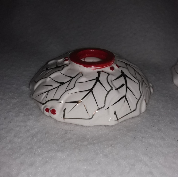 1940s Christmas Holly Berry Candle Stick Holders Mid Century Modern Japan - Picture 6 of 7